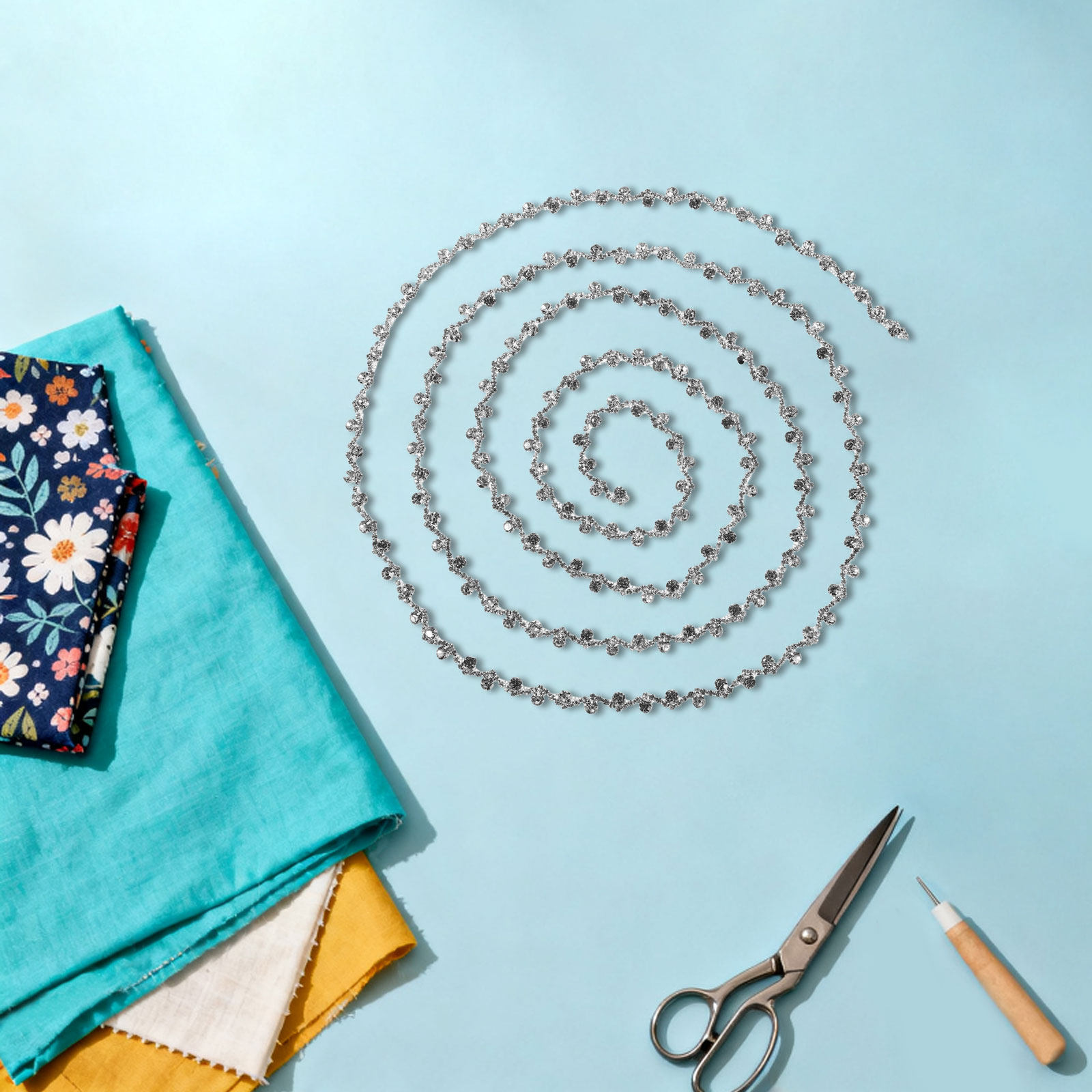 Sew On Rhinestone - Ozdobny łańcuszek z kryształkami, taśma z